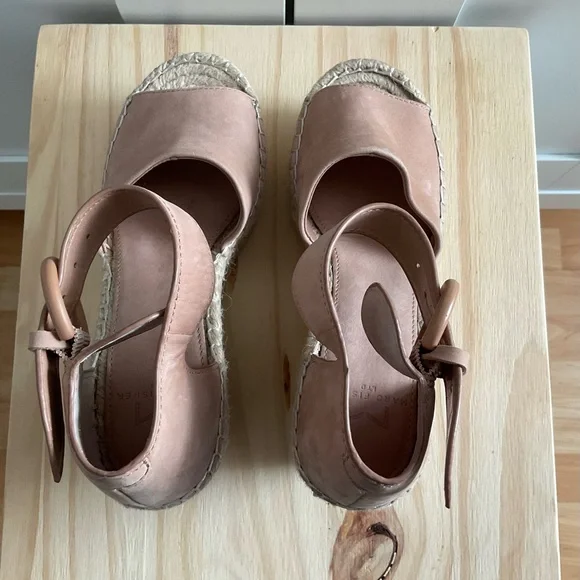 Women’s Marc Fisher Espadrille Platform Wedge Sandals Pink Leather Size 5M - Picture 8 of 10